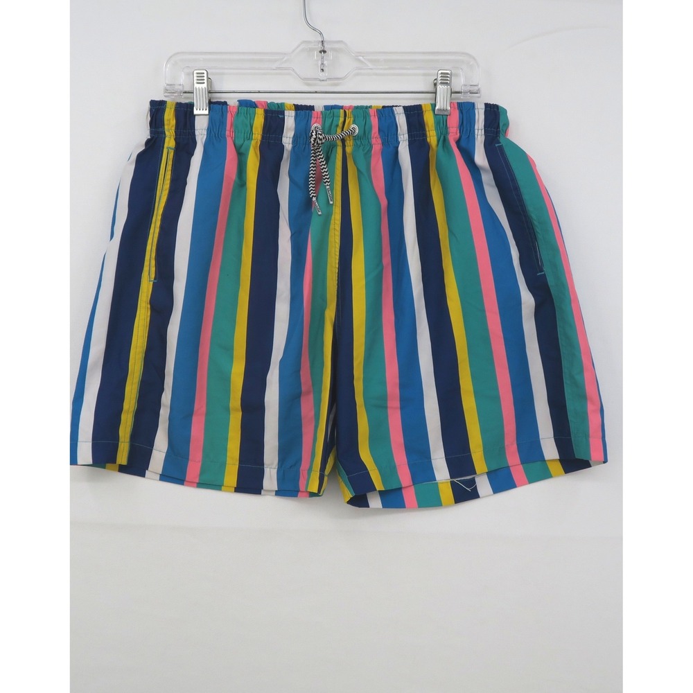 Boardies Apparel Mens XL Swim Trunks Multi Color Vertical Stripe Mesh Lined